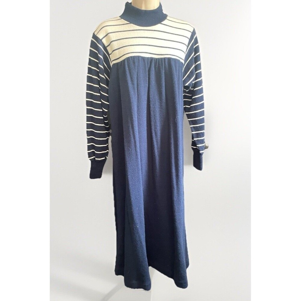 Take Nine Maternity Vintage Turtleneck Sweater Dress Size Medium Navy Striped